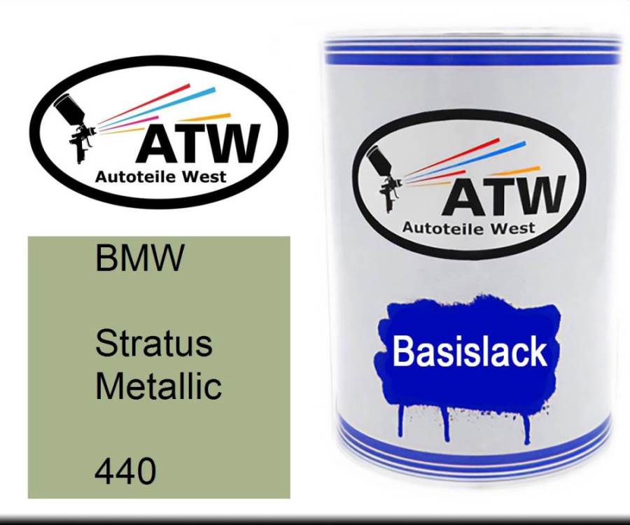 BMW, Stratus Metallic, 440: 500ml Lackdose, von ATW Autoteile West.